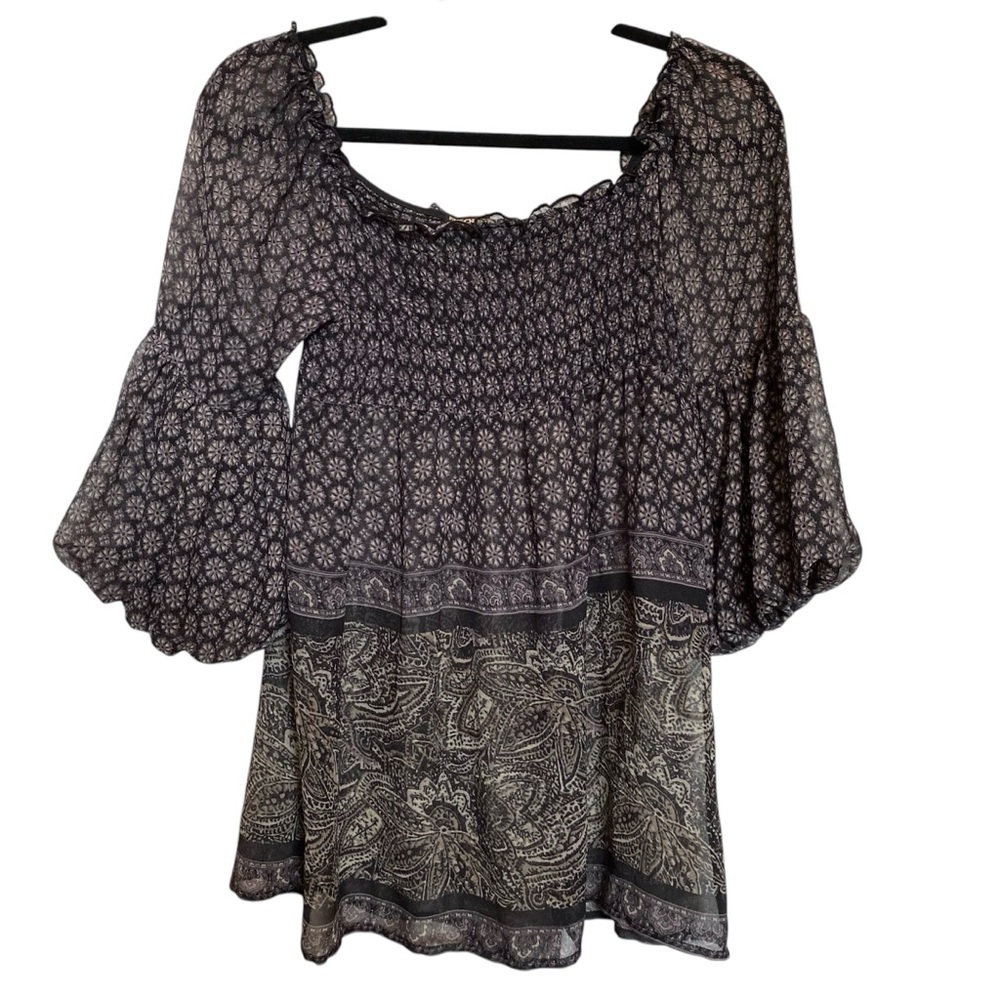 Floral Black and Gray Women's Top